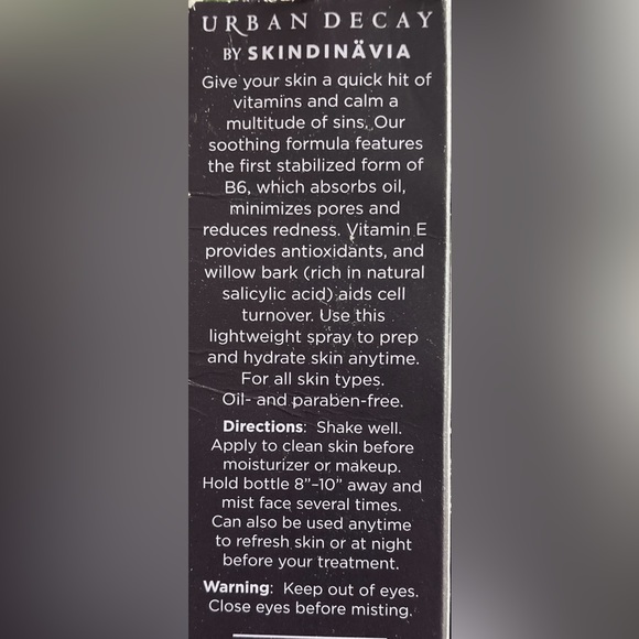 URBAN DECAY - B6 - Vitamin-Infused Complexion Prep Spray - Full Bottle - Picture 2 of 2